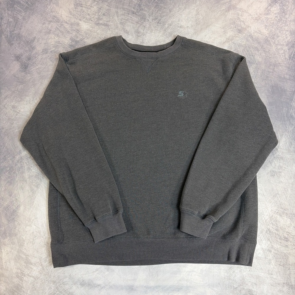 Vintage Starter Sweatshirt Mens L Gray Crewneck Embroidered Logo Long Sleeve